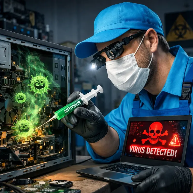 Лечение компьютера от вирусов в Казани на дому